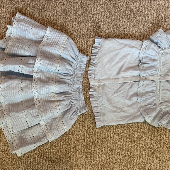Blue Textured Pleated set - Picture 1 of 5